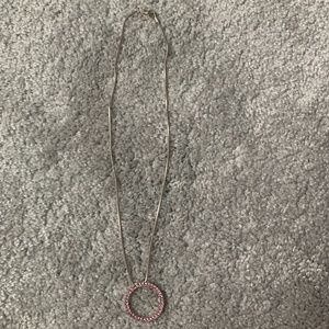 Pink circle pendant necklace